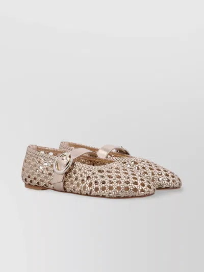 Stuart Weitzman Lace-up Woven Leather Ballerina