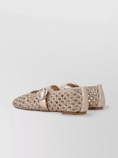 Stuart Weitzman Lace-up Woven Leather Ballerina