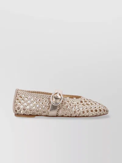 Stuart Weitzman Lace-up Woven Leather Ballerina