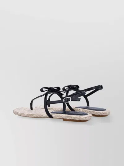 Stuart Weitzman Bow Leather Thong Sandals Open Design