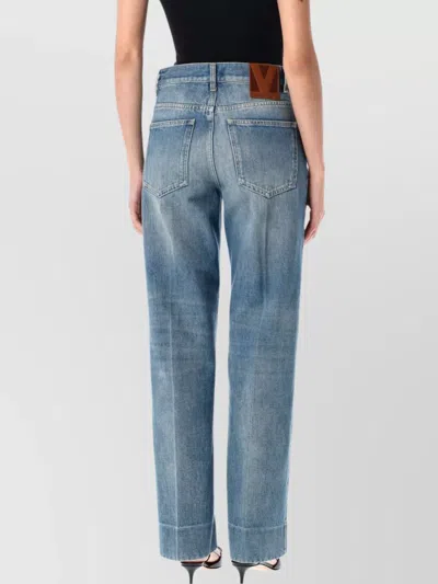 Valentino Denim Trousers With 5 Pockets And Belt Loops In Blue