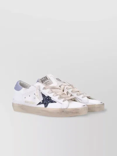 Golden Goose Super-star Sneakers In Vintage Effect Leather With Glittered Star And Glycine Leather H