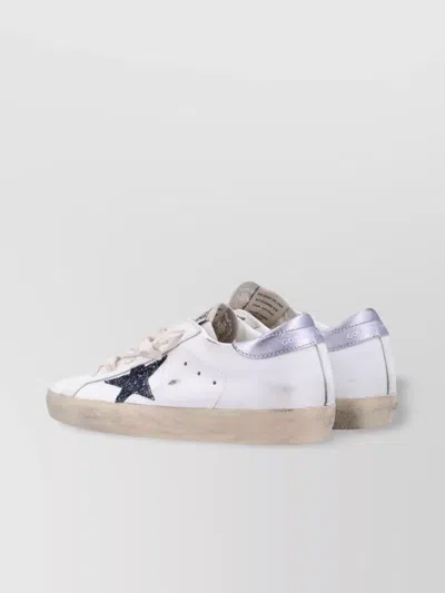 Golden Goose Super-star Sneakers In Vintage Effect Leather With Glittered Star And Glycine Leather H