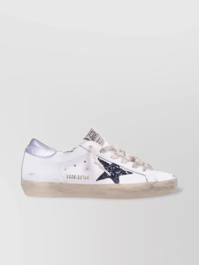 Golden Goose Super-star Sneakers In Vintage Effect Leather With Glittered Star And Glycine Leather H