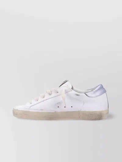 Golden Goose Super-star Sneakers In Vintage Effect Leather With Glittered Star And Glycine Leather H