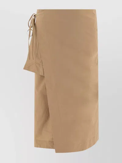 Soeur Midi Length Patch Pocket Skirts With Side Tie Detail In Brown