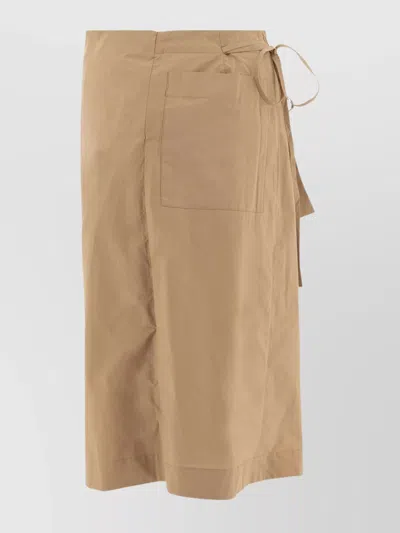 Soeur Midi Length Patch Pocket Skirts With Side Tie Detail In Brown