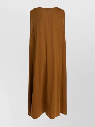 Soeur Shoulder Detail Gathered Midi Length Relaxed Silhouette In Gold