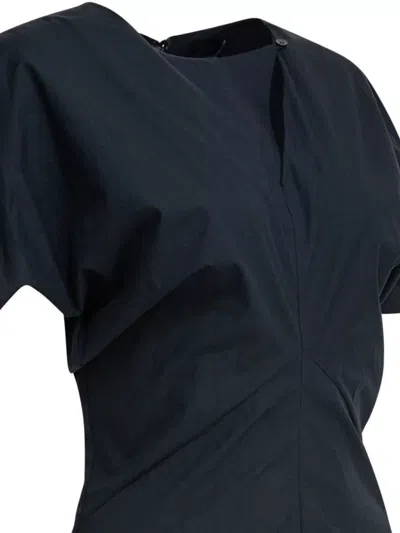 Soeur Draped Detail Short Sleeves V-neck Back In Blue