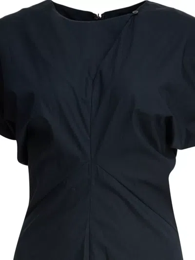 Soeur Draped Detail Short Sleeves V-neck Back In Blue
