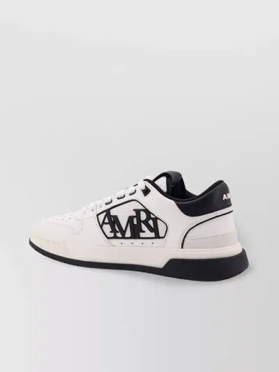 Amiri White Low Top Sneakers With Logo Patch On The Side And Contrasting Heel With Logo Lettering In Leath In Multi