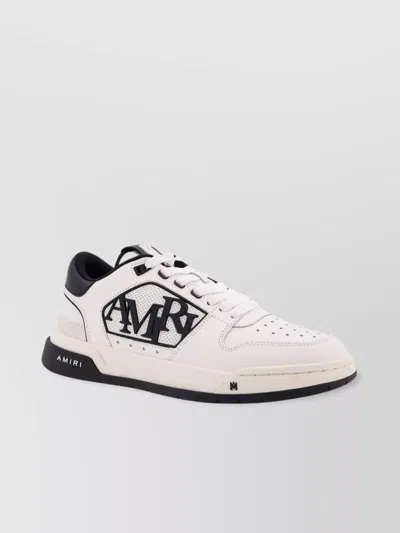 Amiri White Low Top Sneakers With Logo Patch On The Side And Contrasting Heel With Logo Lettering In Leath In Multi