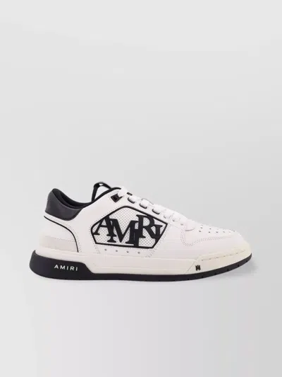 Amiri White Low Top Sneakers With Logo Patch On The Side And Contrasting Heel With Logo Lettering In Leath In Multi