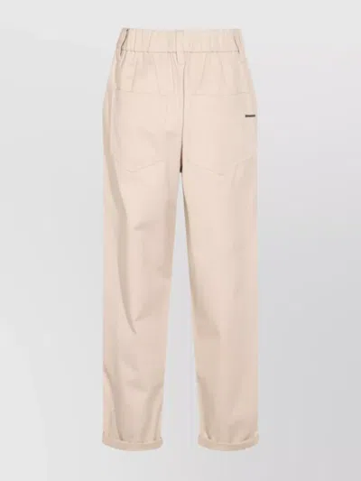 Brunello Cucinelli Relaxed Fit Trousers Elastic Waistband In Pink
