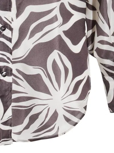 Brunello Cucinelli Collared Floral Pattern Long Sleeves Cuffed Top