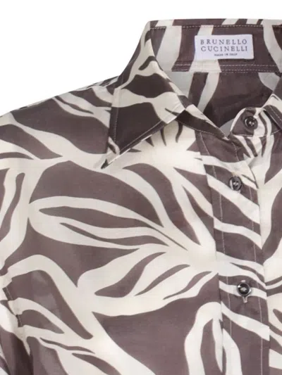 Brunello Cucinelli Collared Floral Pattern Long Sleeves Cuffed Top
