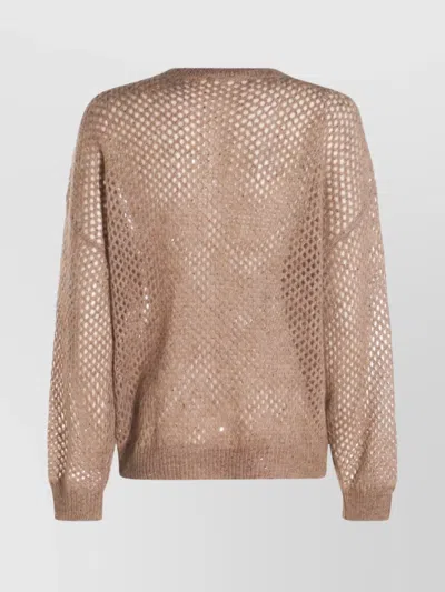 Brunello Cucinelli Mohair-blend Mesh Sweater In Brown