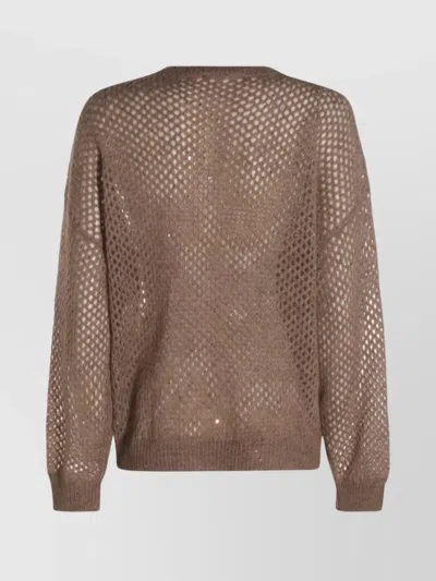 Brunello Cucinelli Mohair-blend Mesh Sweater In Brown