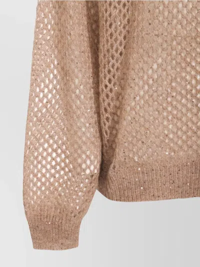 Brunello Cucinelli Mohair-blend Mesh Sweater In Brown