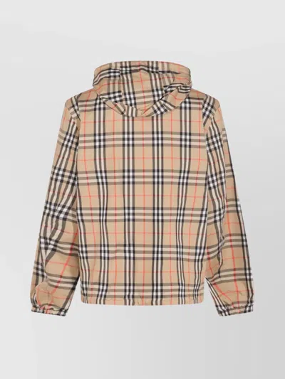 Burberry Rainford Beige Check Nylon Reversible Jacket In Blue