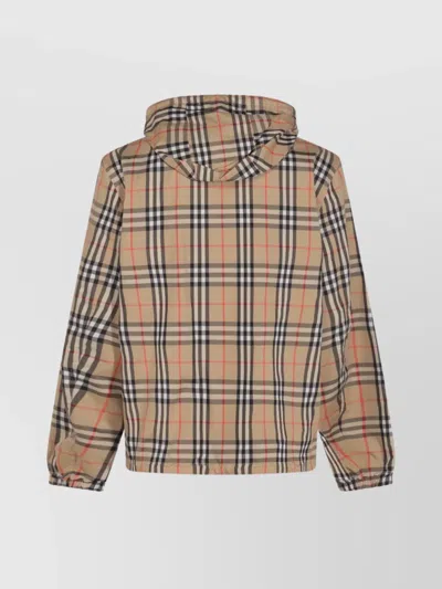 Burberry Rainford Beige Check Nylon Reversible Jacket In Blue