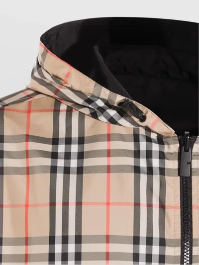 Burberry Rainford Beige Check Nylon Reversible Jacket In Blue