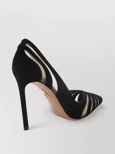 Aquazzura The Spy 10 Pointed Pumps In Black Suede And Mesh