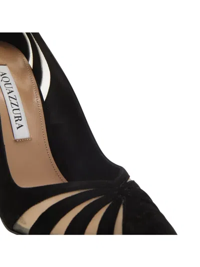 Aquazzura The Spy 10 Pointed Pumps In Black Suede And Mesh