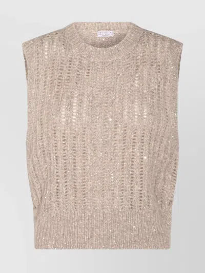 Brunello Cucinelli Cashmere Blend Sequin Embellished Crewneck Knitwear