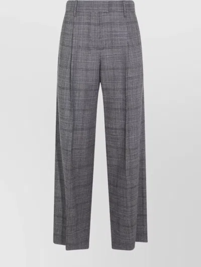 Brunello Cucinelli Front Pleated Wide Leg Trousers With Belt Loops