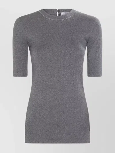 Brunello Cucinelli Crew Neck Keyhole Back Stretch Fabric
