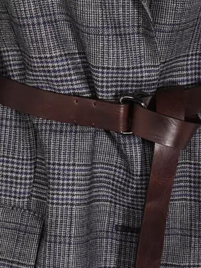 Brunello Cucinelli Waist Belted Checkered Pattern Blazer