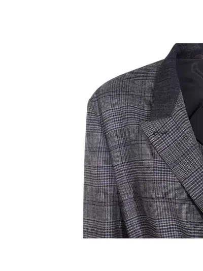 Brunello Cucinelli Waist Belted Checkered Pattern Blazer