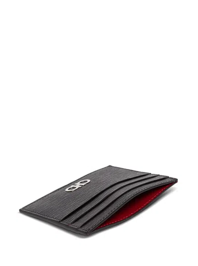 Ferragamo Salvatore  Two-tone Gancini Card Holder Accessories In Black