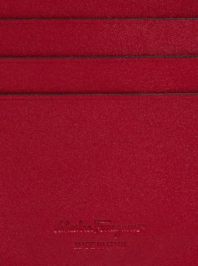 Ferragamo Salvatore  Two-tone Gancini Card Holder Accessories In Black