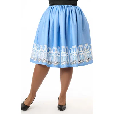 UNIQUE VINTAGE UNIQUE VINTAGE PLUS SIZE PRINTED WOVEN GELLAR SWING SKIRT 