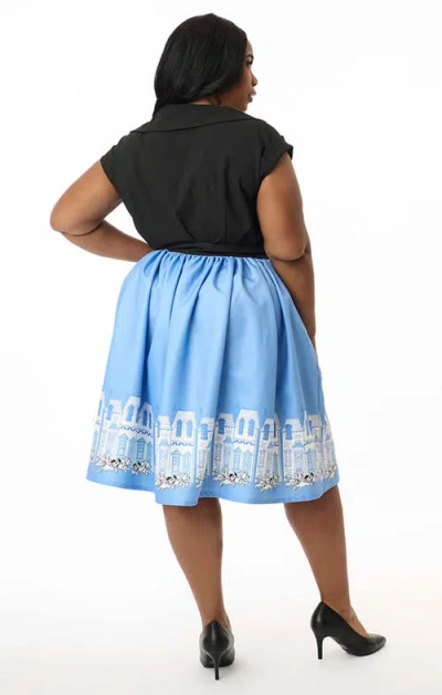 Unique Vintage Plus Size Printed Woven Gellar Swing Skirt