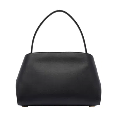 Ferragamo Leather Shoulder Bag Adaptable Strap In Black