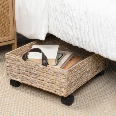 Happimess Adaline 18.11" Classic Farmhouse Handwoven Hyacinth Rectangular Underbed Storage Bin With