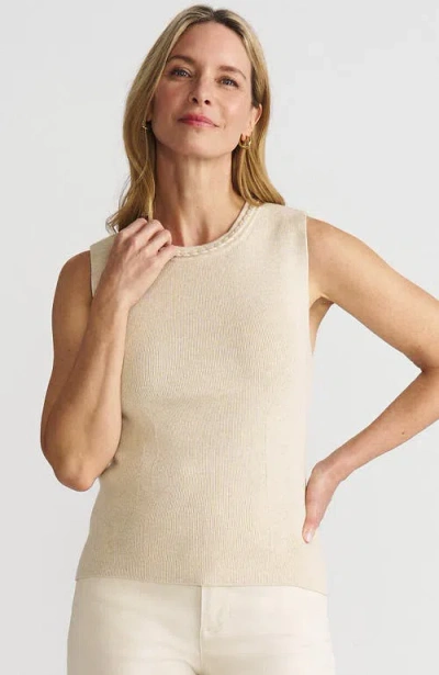 Lands' End Cotton Viscose Braided Neck Tank Sweater