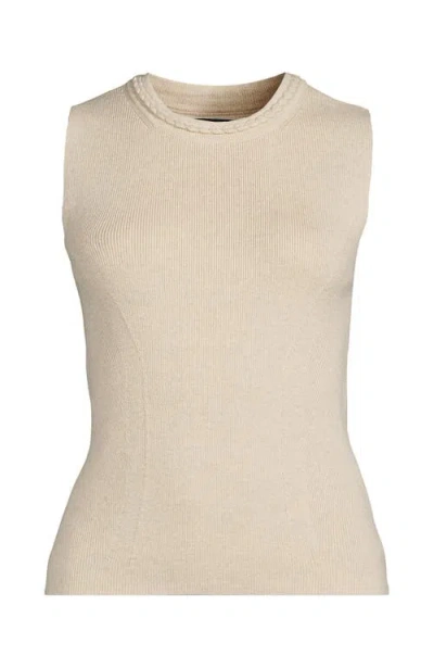 Lands' End Cotton Viscose Braided Neck Tank Sweater
