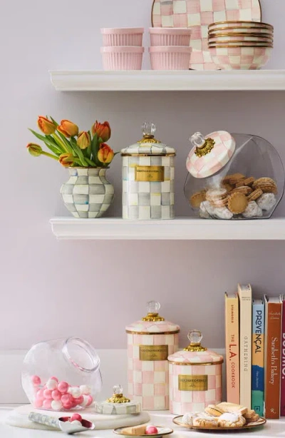 Mackenzie-childs Cookie Jar With Rosy Check Enamel Lid