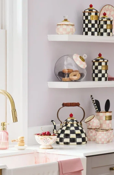 Mackenzie-childs Cookie Jar With Rosy Check Enamel Lid