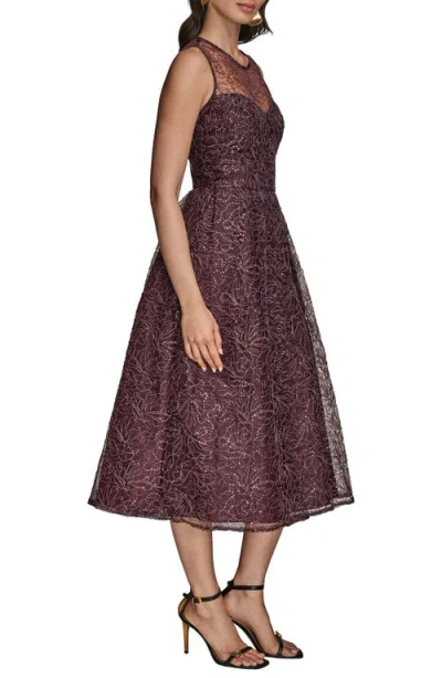 Donna Karan New York Sleeveless Sequin Cocktail Dress In Burgundy