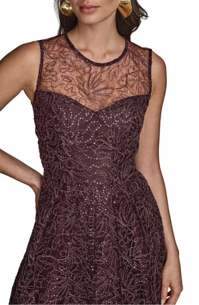 Donna Karan New York Sleeveless Sequin Cocktail Dress In Burgundy