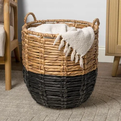 Happimess Laurel 19.49" Bohemian Handwoven Abaca Hamper Basket With Handles