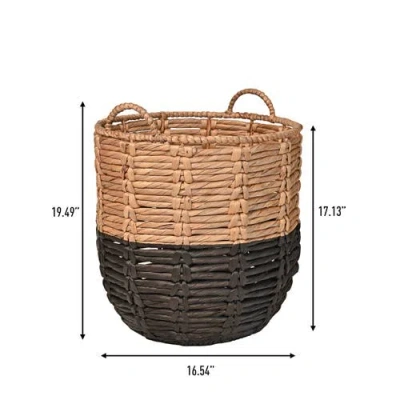 Happimess Laurel 19.49" Bohemian Handwoven Abaca Hamper Basket With Handles