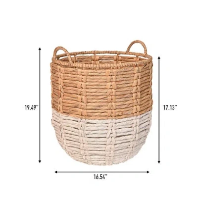 Happimess Laurel 19.49" Bohemian Handwoven Abaca Hamper Basket With Handles
