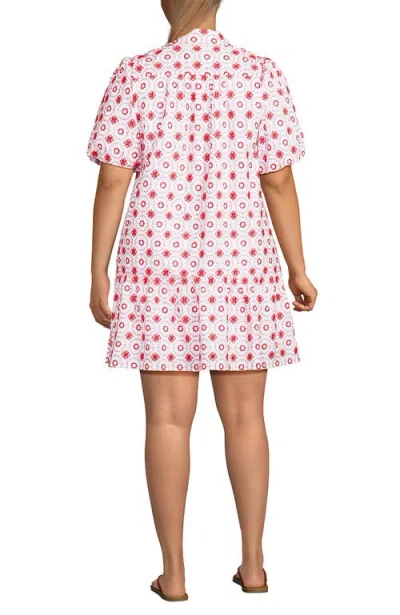Lands' End Elbow Sleeve Eyelet Knee Length Shirt Dress