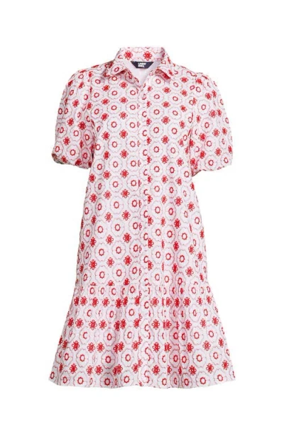 Lands' End Elbow Sleeve Eyelet Knee Length Shirt Dress